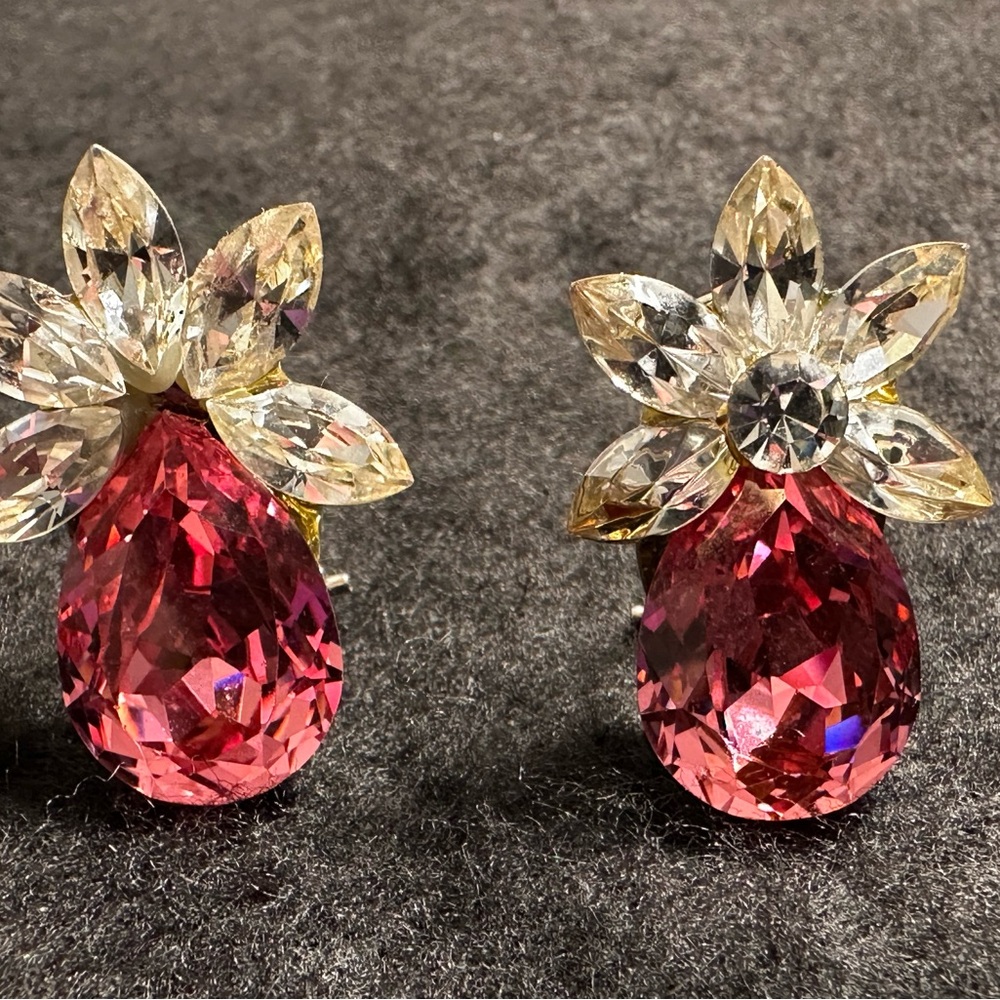 Elegant Pink and White Crystal Earrings